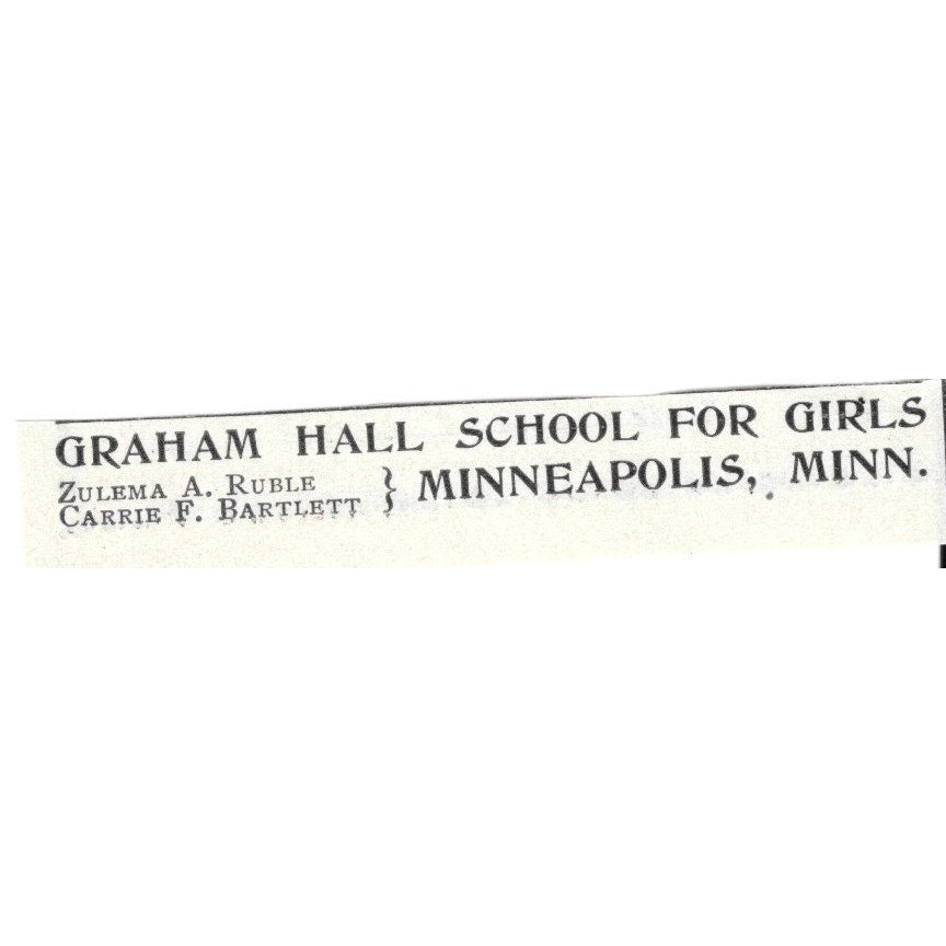 Graham Hall School for Girls Zulema Ruble Minneapolis MN - 1903 Ad AK5-S28