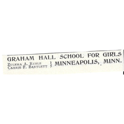 Graham Hall School for Girls Zulema Ruble Minneapolis MN - 1903 Ad AK5-S28