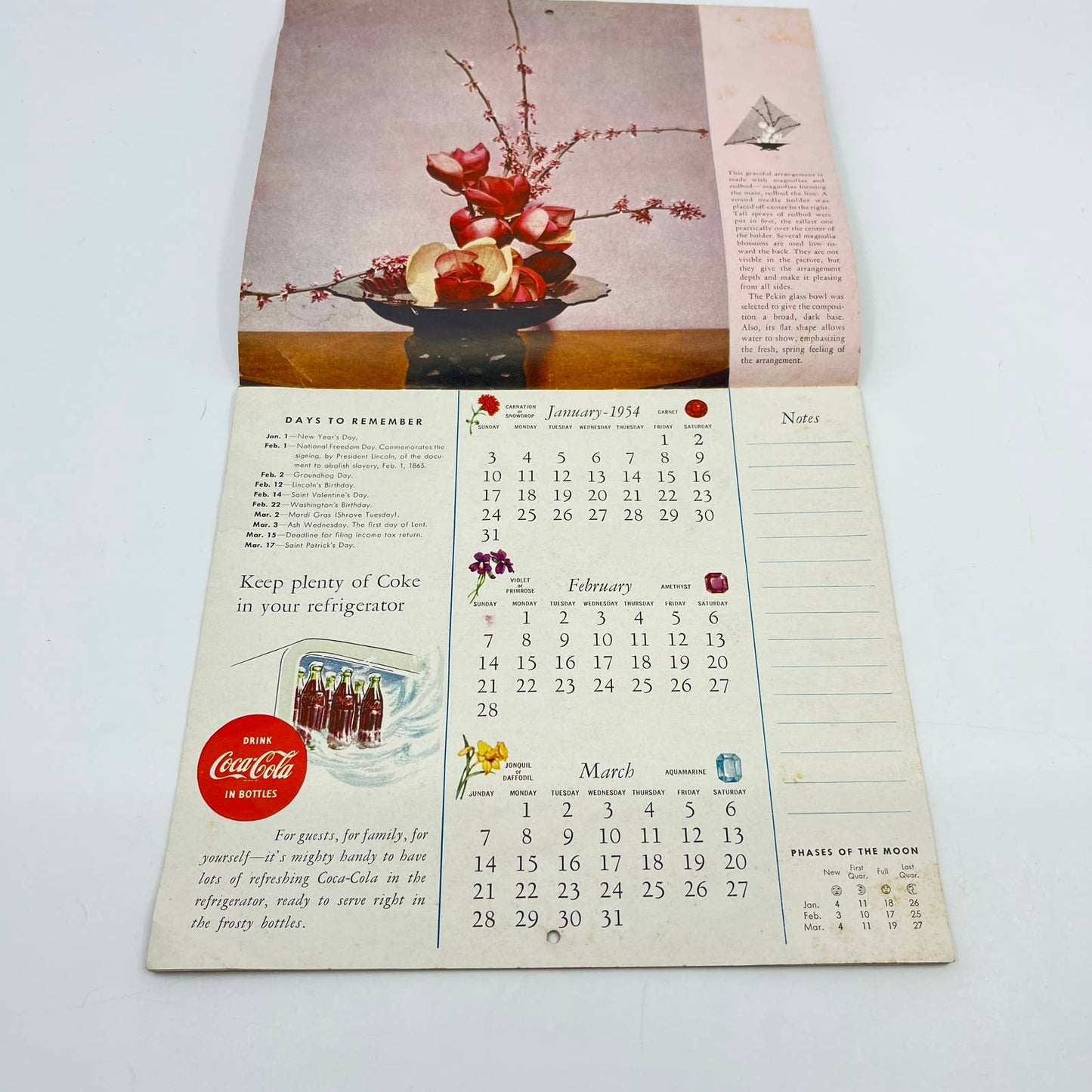 1954 Coca Cola Coke Calendar Santa Claus Cover D8