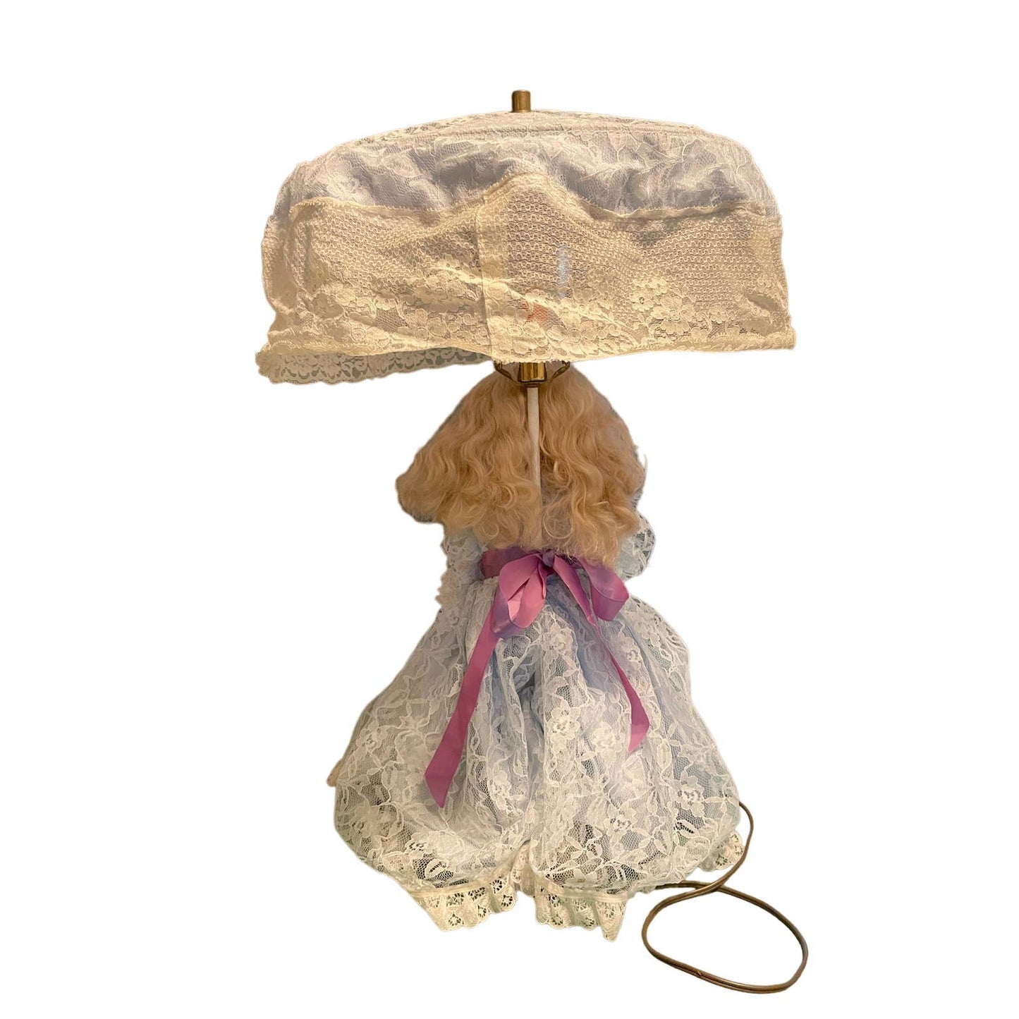 Vintage B. A. Doll Lamp Nightlight Boudoir Victorian Dress Bruce WI - WORKS