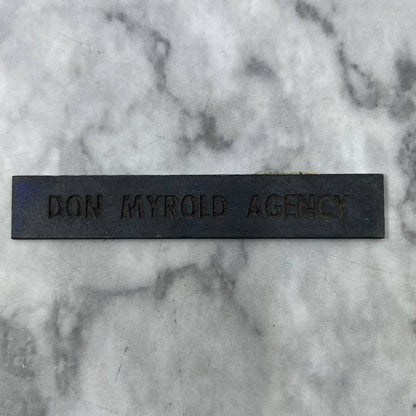 Vintage Printing Letterpress Printers Block Plate Don Myrold Agency TJ54