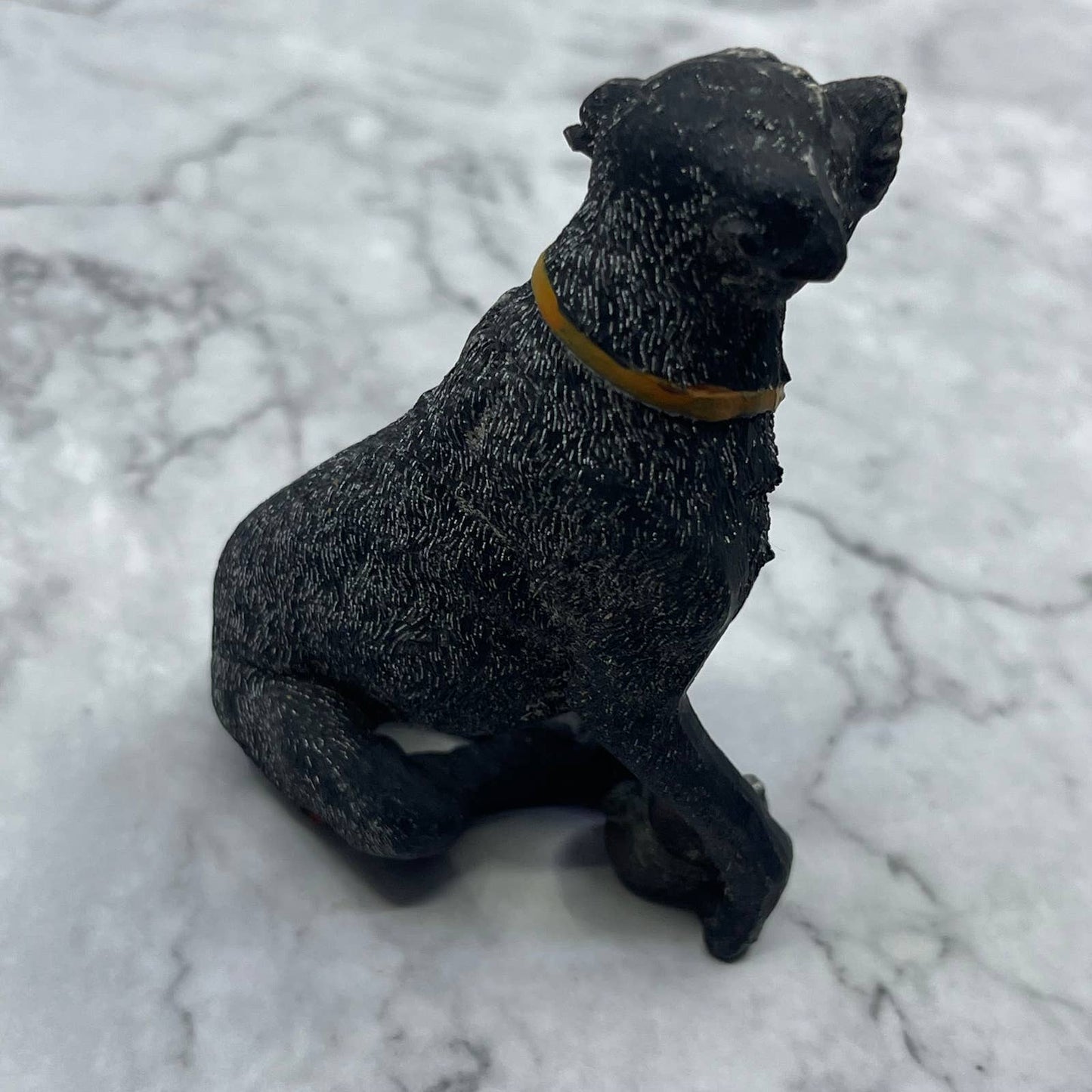 Vintage Hand Painted Ceramic Black Lab Dog Figurine 3.5” TE2