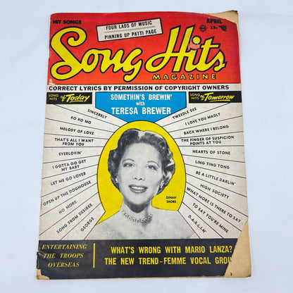 APRIL 1955 SONG HITS music magazine DINAH SHORE TF3