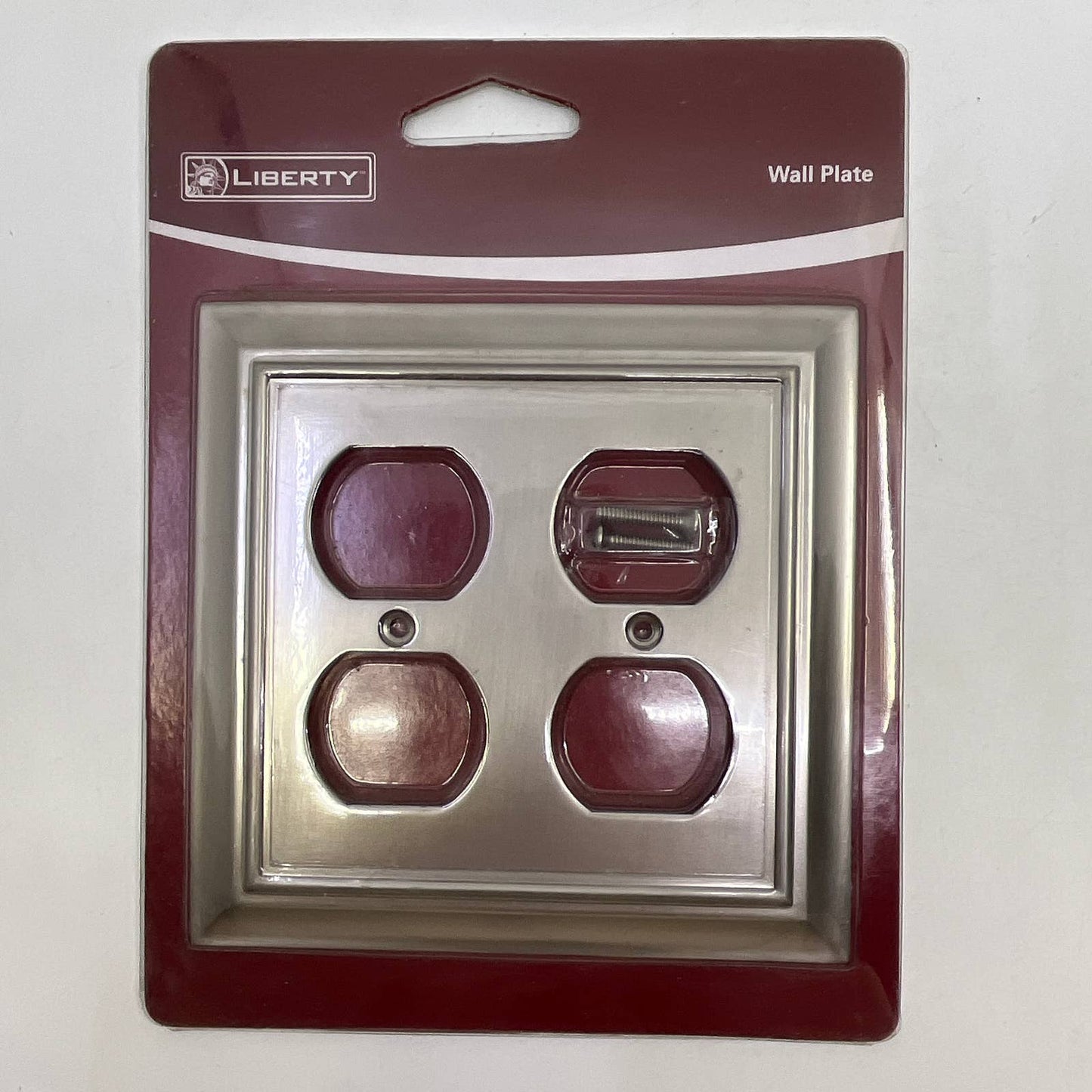 Brushed Satin Nickel Double Outlet Cover Wall Plate TI4