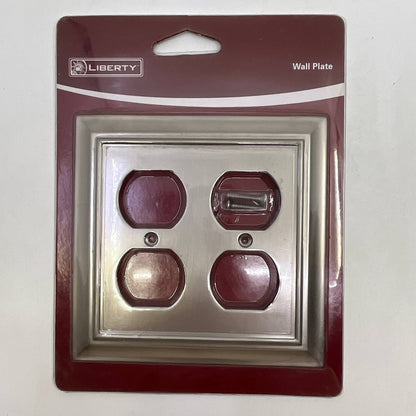 Brushed Satin Nickel Double Outlet Cover Wall Plate TI4