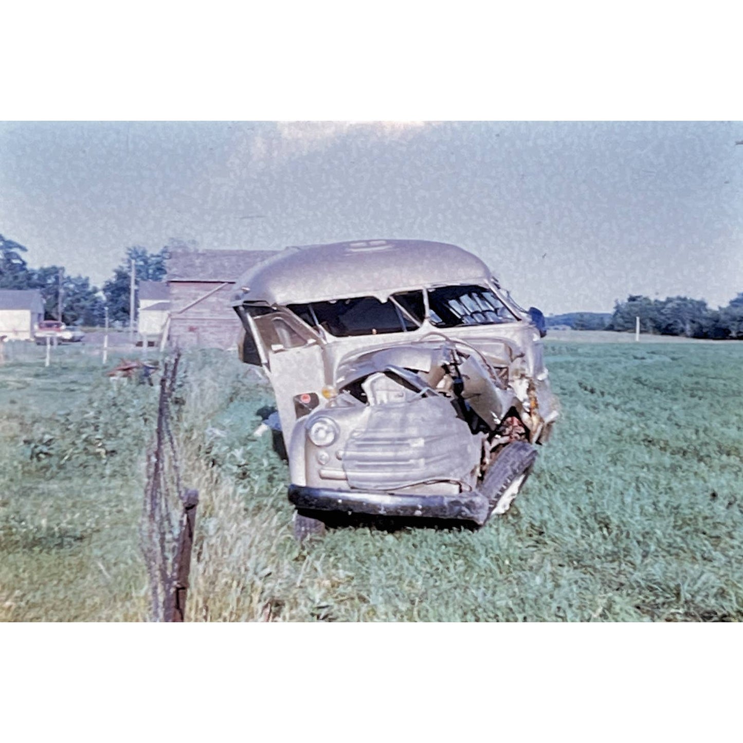 1960s Original Color Slide Crashed Bus Wreck Set of 4 2x2 TK2-S4-24