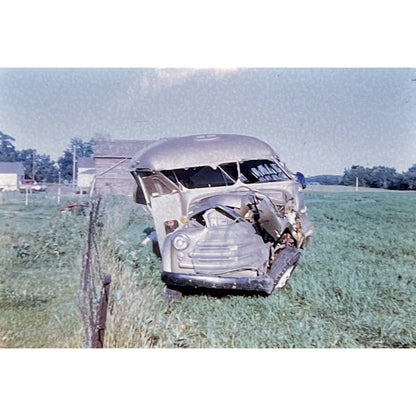 1960s Original Color Slide Crashed Bus Wreck Set of 4 2x2 TK2-S4-24