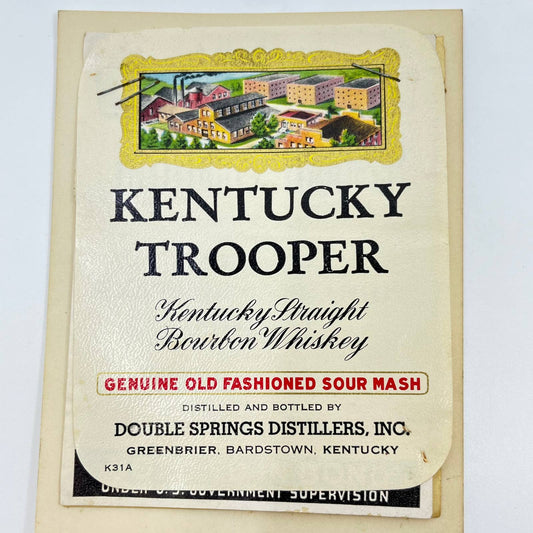 Kentucky Trooper Bourbon Whiskey Label Set of 4 Double Springs Greenbrier KY