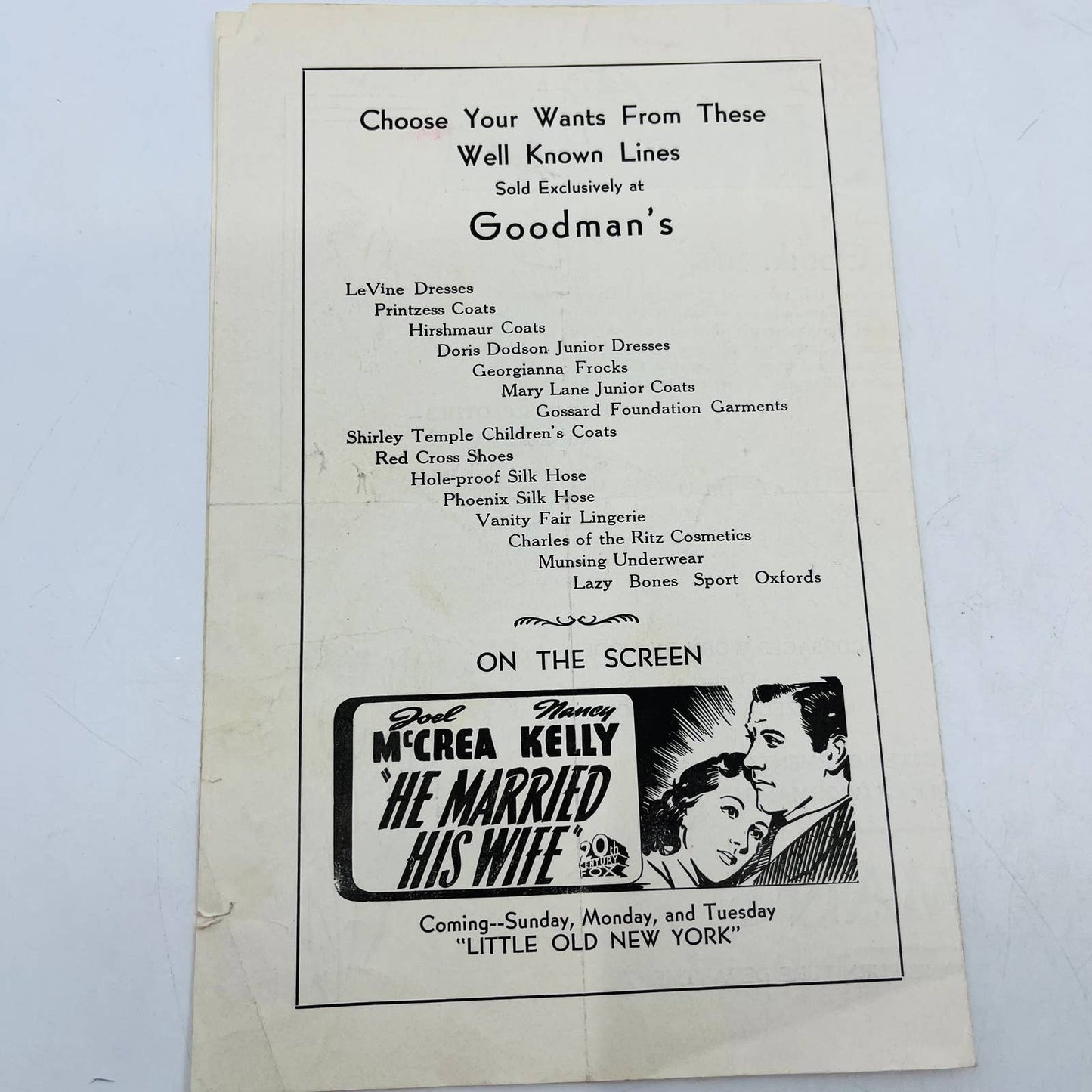 1940 Goodman’s Department Store Spring Style Show Easter Holiday Program C7