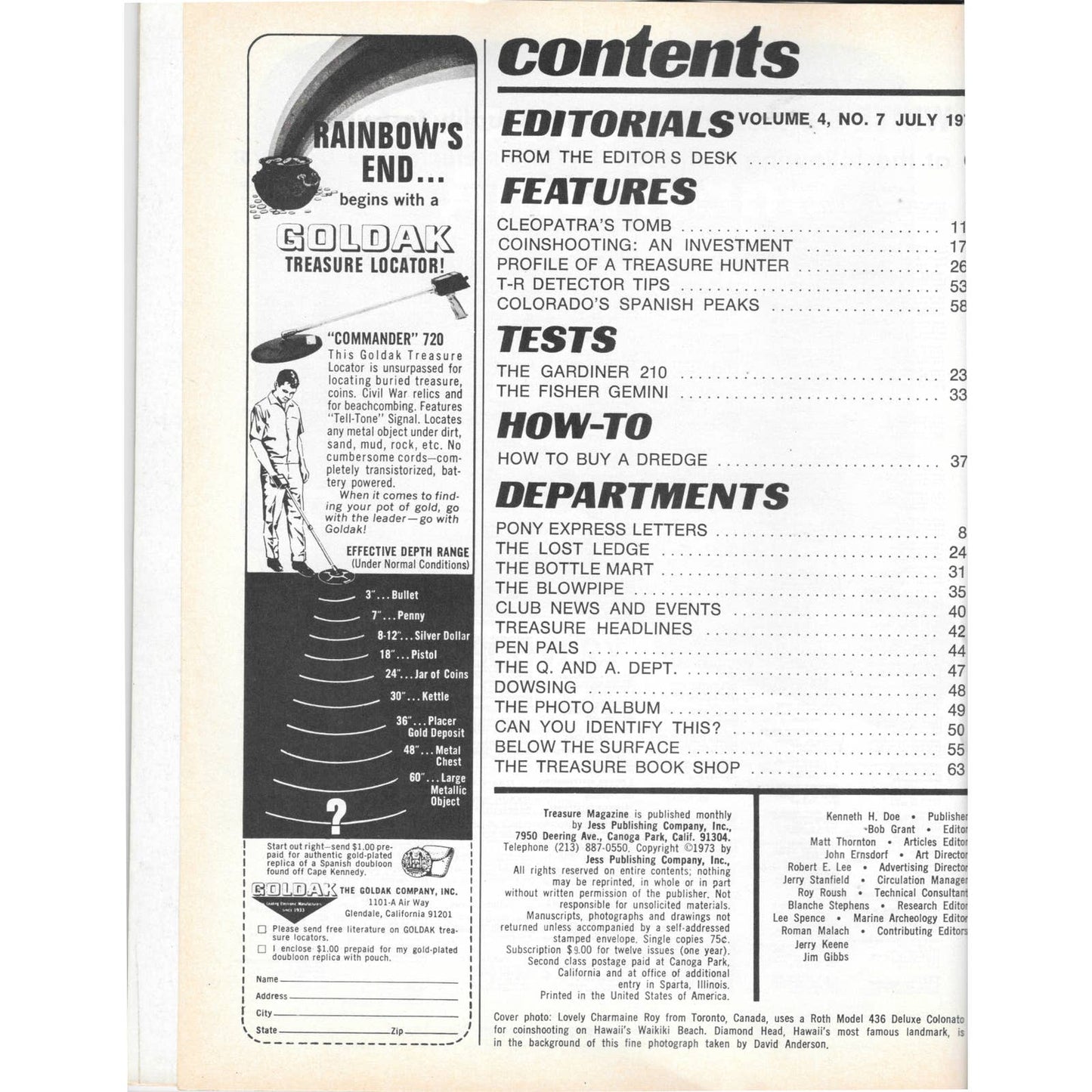 Treasure Magazine - Treasure Hunting Gold Mining Metal Detecting July 1973 M4