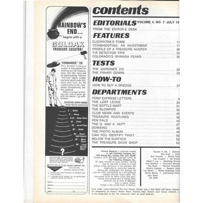 Treasure Magazine - Treasure Hunting Gold Mining Metal Detecting July 1973 M4