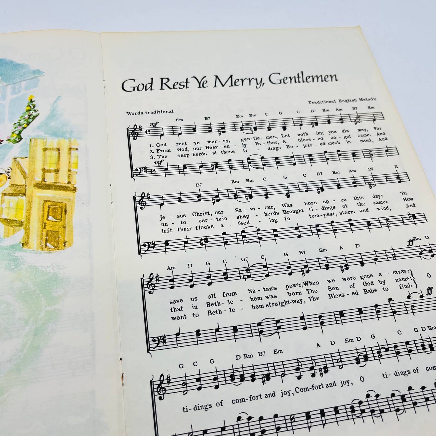 1950s-60s Christmas Carols Song Book Piano Organ Guitar Illustrated BA4