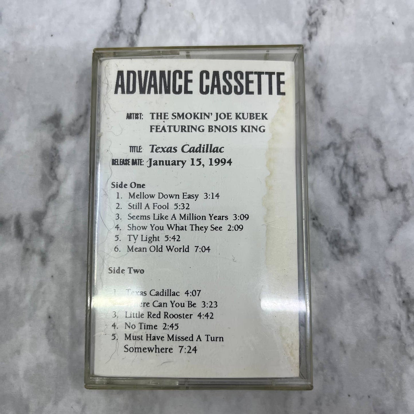 The Smokin' Joe Kubek & Bnois King Texas Cadillac Advance Cassette Tape TD9-66