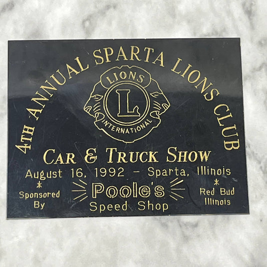 1992 Lions 4th Annual Car Show Placard Sparta Illinois SA2