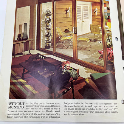 1950s Pella Wood Sliding Glass Doors Fold Out Brochure & Cover Letter TH7