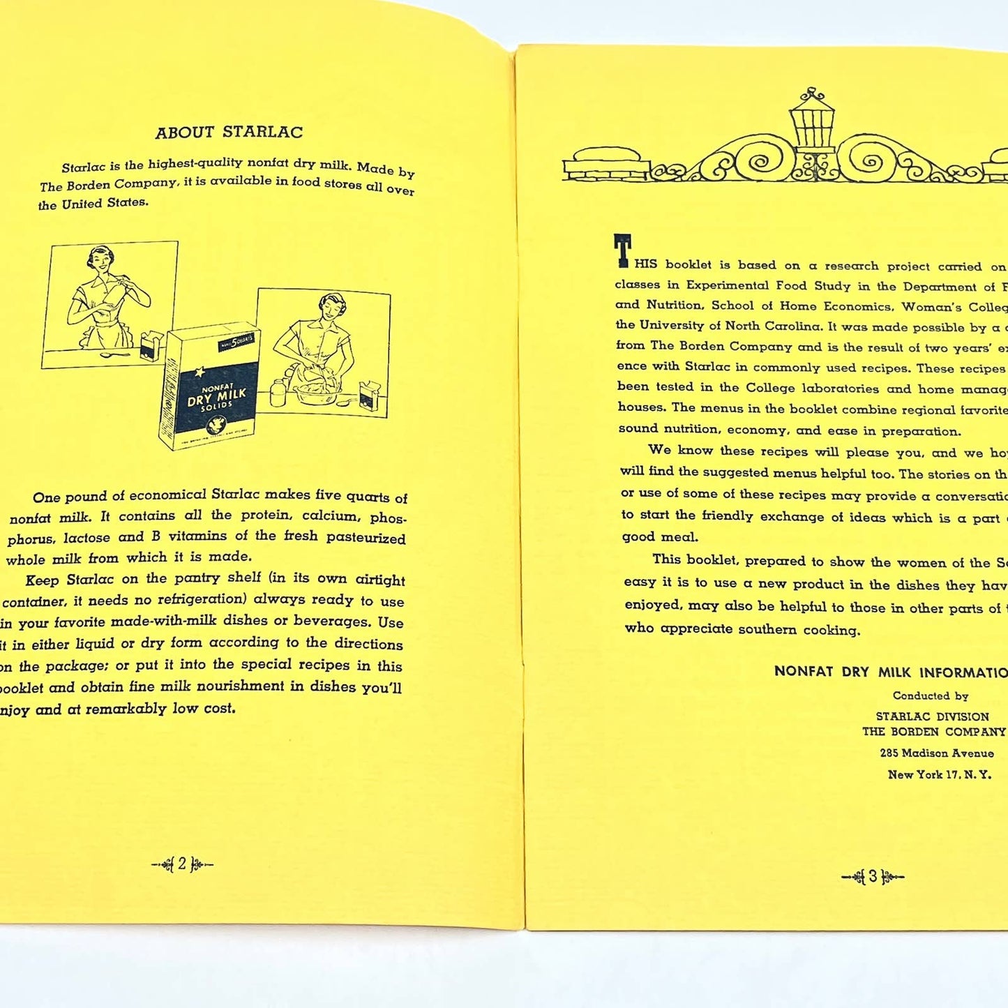 1952 Southern Recipes Featuring Starlac Cookbook Greensboro NC AB8