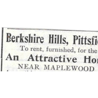 Berkshire Hills Pittsfield MA E.O. Williams Frank Russell & Co - 1903 Ad TJ8-7-1