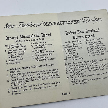 1953 New Fashioned Old Fashioned Recipes Arm & Hammer Cow Brand Cook Book V40-4