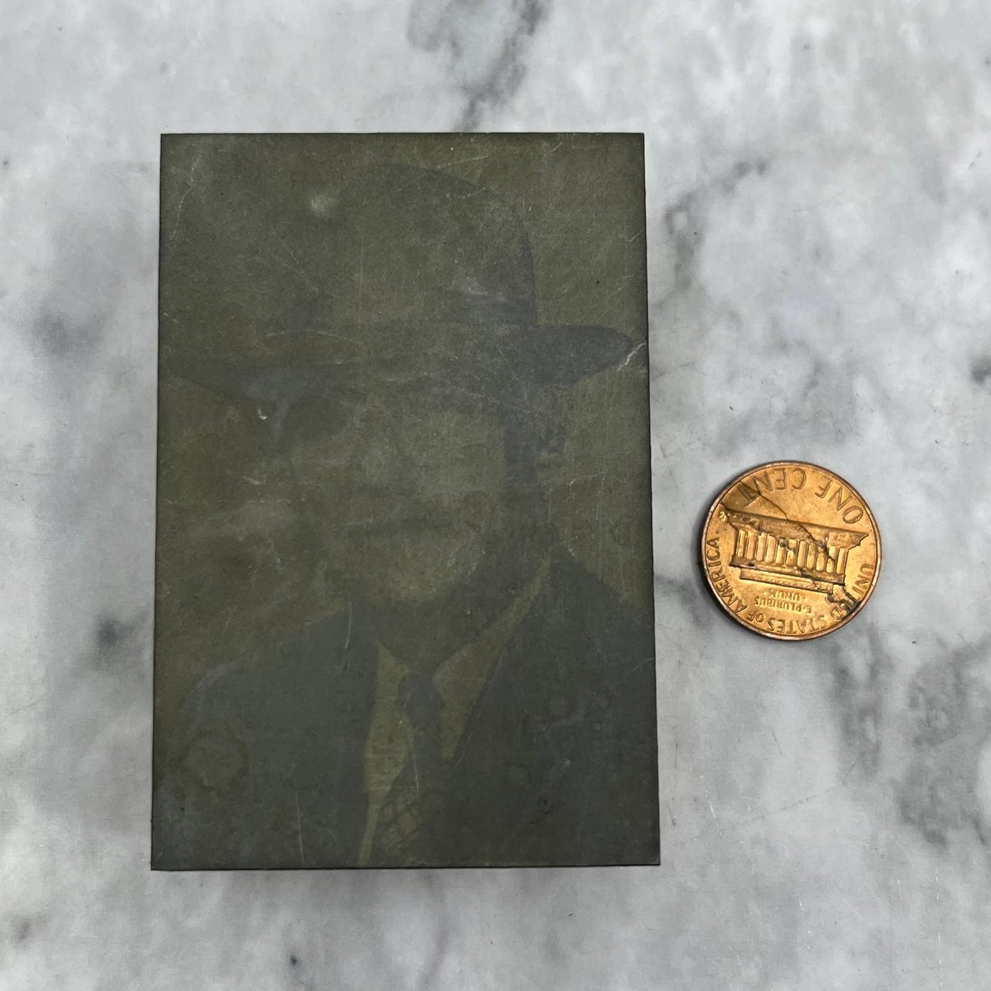 Vintage Printing Letterpress Printers Block Plate Photo of Man In Fedora TJ53