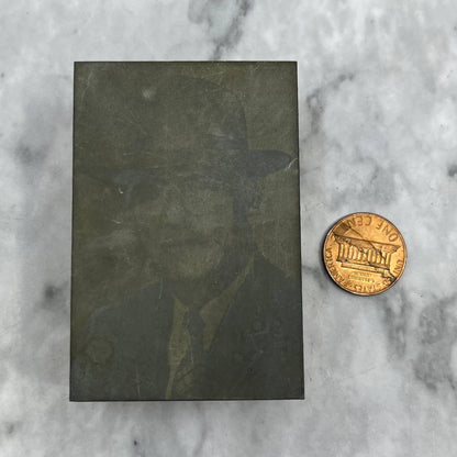 Vintage Printing Letterpress Printers Block Plate Photo of Man In Fedora TJ53