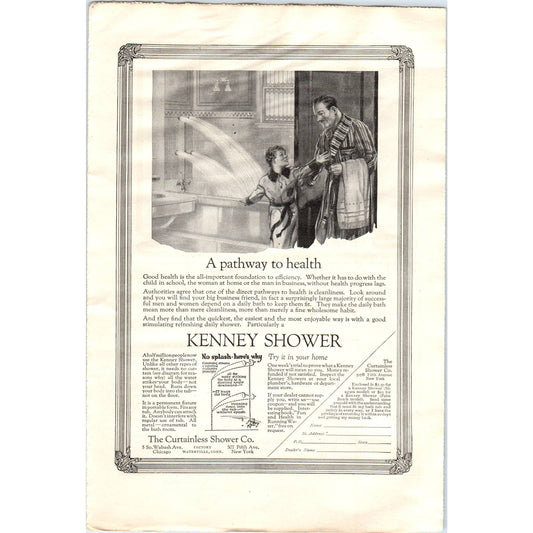 c1920 Harper's Ad - Curtainless Shower Co. Kenny Shower Waterville CT EA3