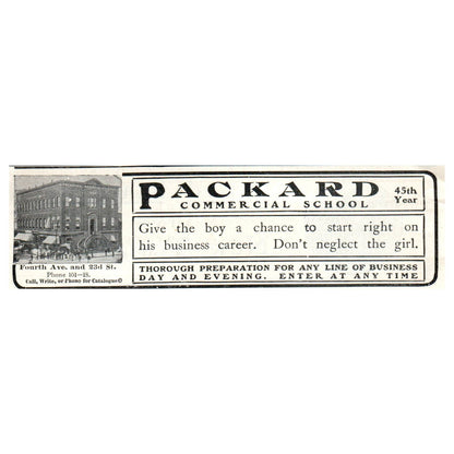 Packard Commercial School 4th & 23rd New York - 1903 Original Ad TJ7-S
