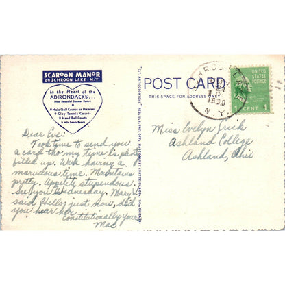 Ninth Hole Scaroon Manor Golf Course Schroon Lake NY 1939 Postcard TK1-23