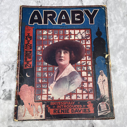 Sheet Music Araby Vocal Irving Berlin Renie Davies 1915 Abarbelle WW1 Song V42-4