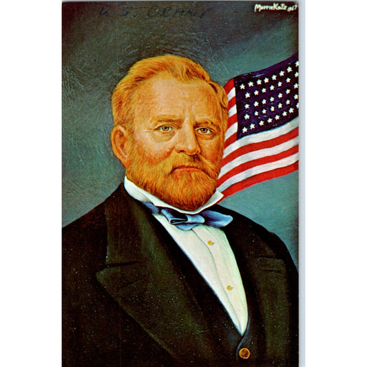 Ulysses S. Grant Portrait Morris Katz 1967 Original Postcard P1-14