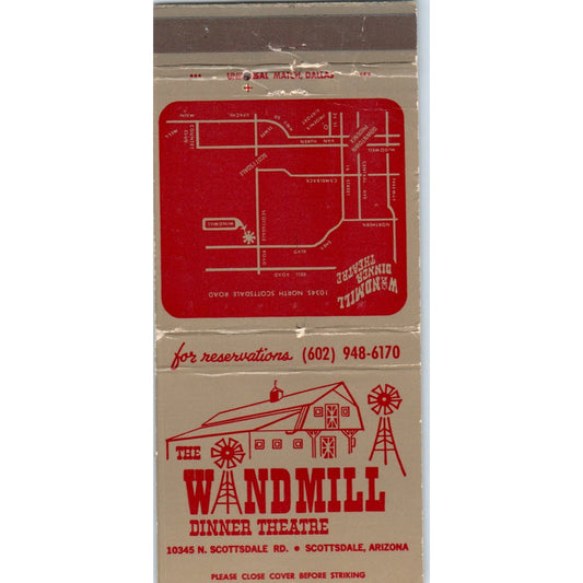 Windmill Dinner Theatre Scottsdale AZ Advertising Matchbook Cover MM10-3
