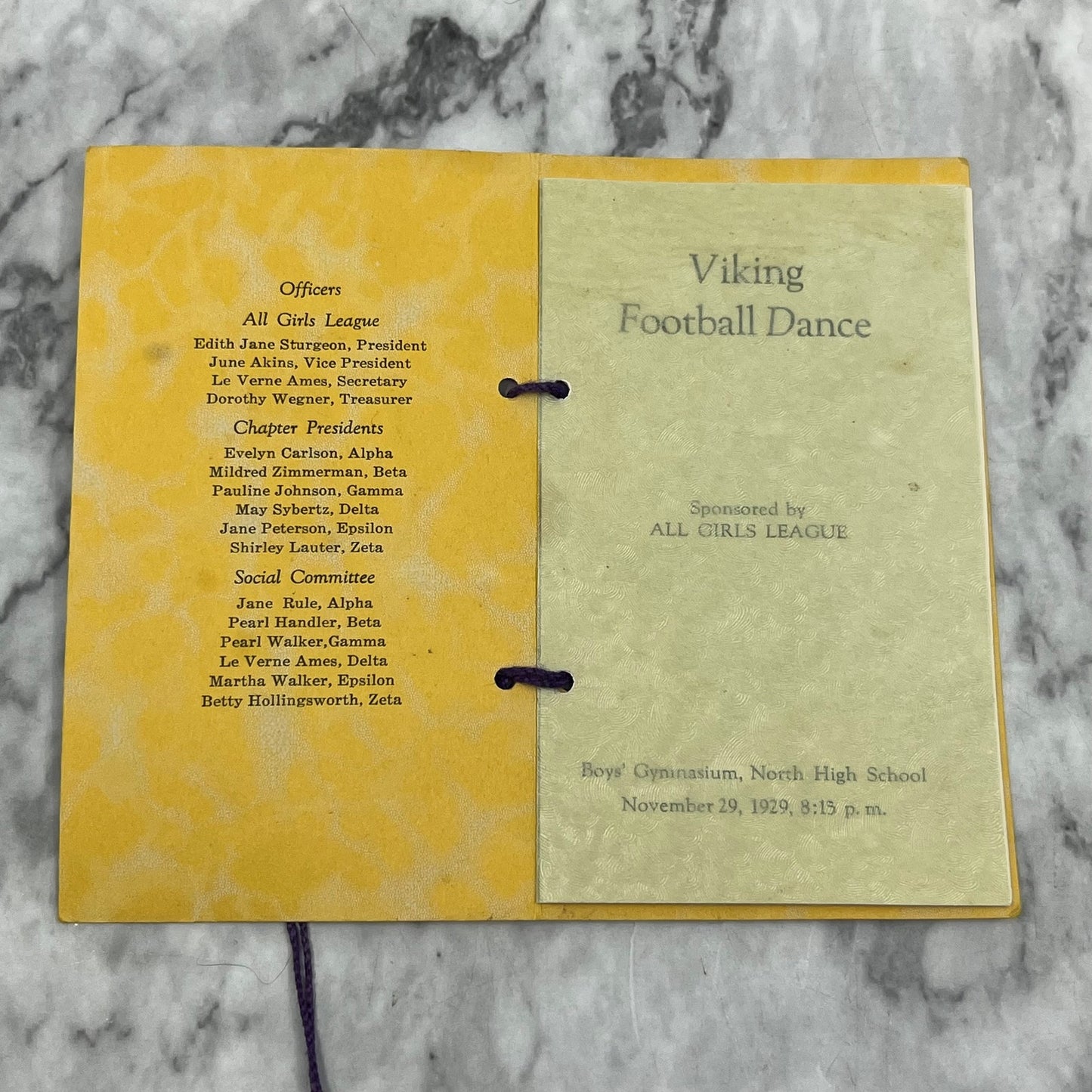 1929 North High School Denver CO Viking Football Dance Program P4-8