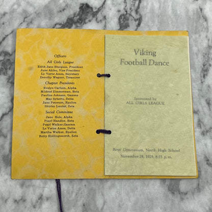 1929 North High School Denver CO Viking Football Dance Program P4-8