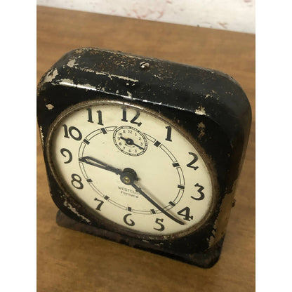 Vintage Black Westclox USA Fortune Square Alarm Clock La Salle IL Untested