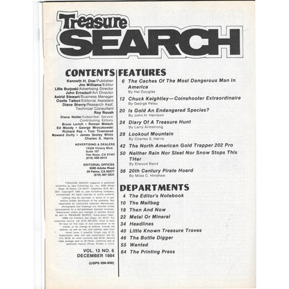 Treasure Search Magazine 1984 December Metal Detecting Gold Diamonds M2