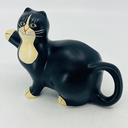Sakura Cat Cream Pitcher Warren Kimble Ceramic Tuxedo Feline Hand Painted 7" TC4