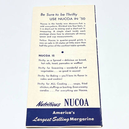 1950 Nucoa's Recipe Roundup  for a Thrifty '50 Recipe Booklet Cookbook AB8