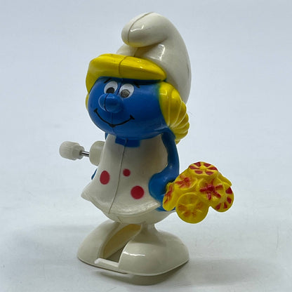 1982 Smurfette Smurf Wind Up Toy Vintage Peyo Galoob Hong Kong WORKS SE2