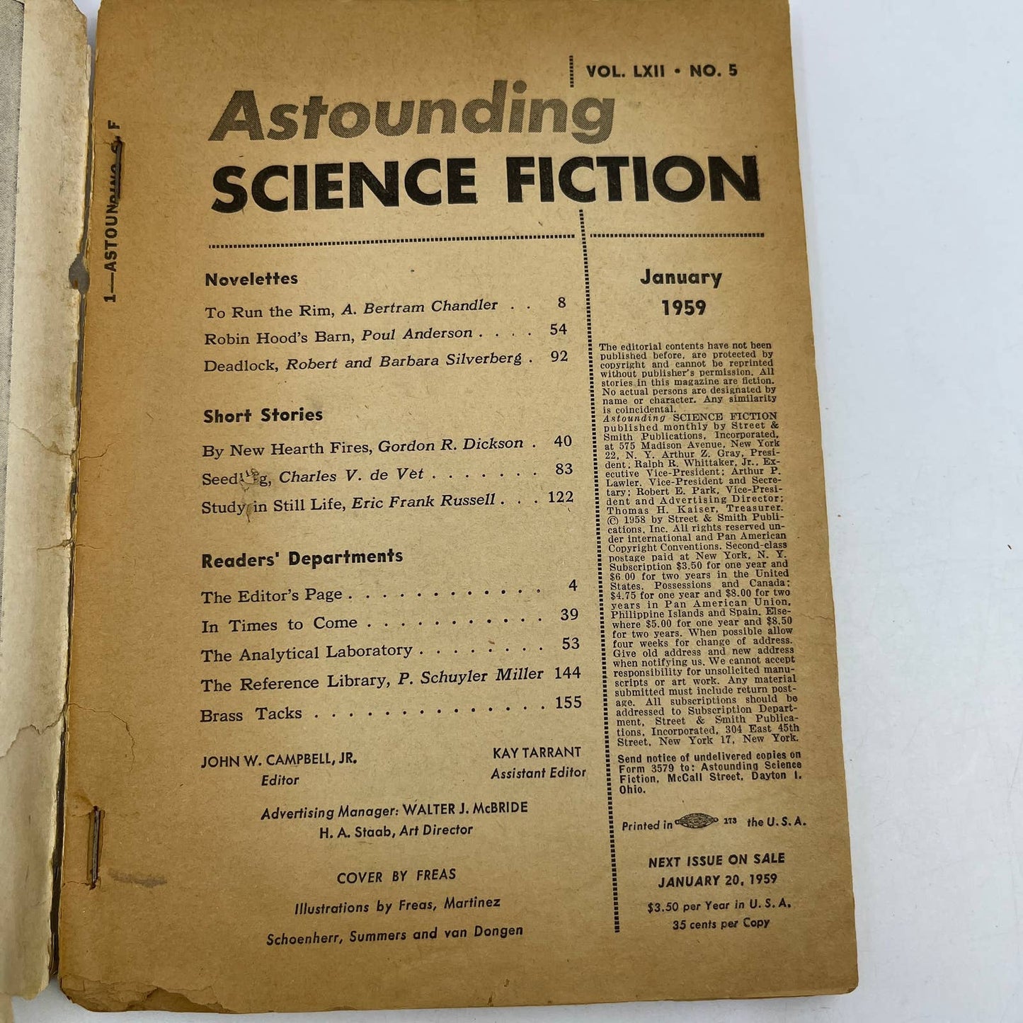 ASTOUNDING SCIENCE FICTION 1959 January - Merry Christmas Pulp magazine TC1