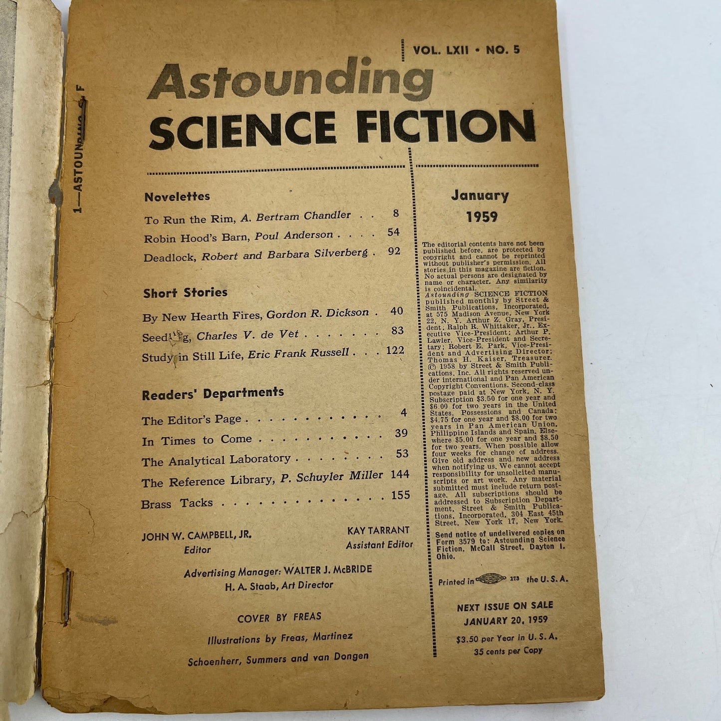 ASTOUNDING SCIENCE FICTION 1959 January - Merry Christmas Pulp magazine TH9