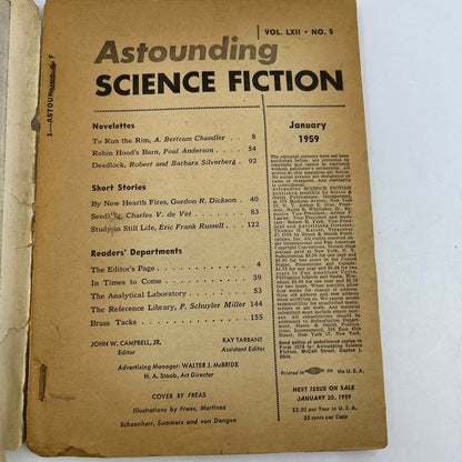 ASTOUNDING SCIENCE FICTION 1959 January - Merry Christmas Pulp magazine TH9