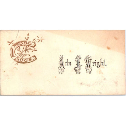 1880s Victorian Calling Card - Ada F. Wright SF2