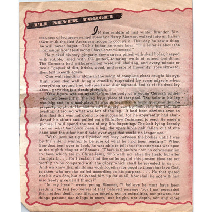 1940s Religious Christian Tract - I'll Never Forget - Good News Publishers SF2