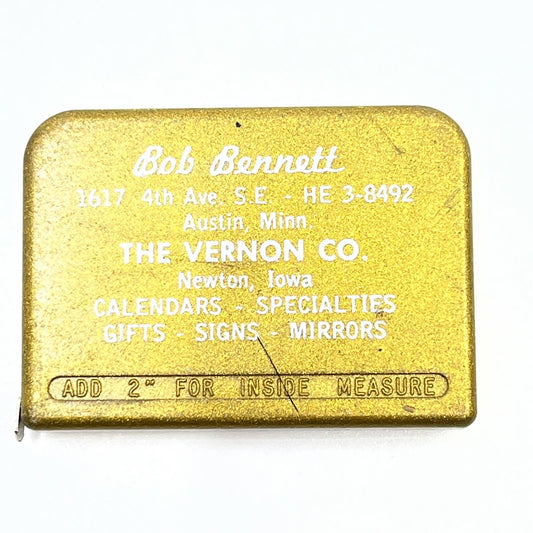 VTG Advertising Tape Measure Bob Bennett Austin MN The Vernon Co Newton IA SD8