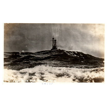 WWI Stormy Days for Army Men 1918 - Original Postcard RPPC TJ8-4