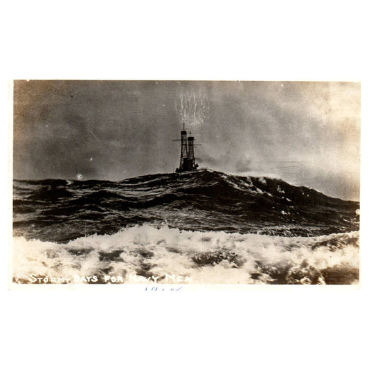 WWI Stormy Days for Army Men 1918 - Original Postcard RPPC TJ8-4