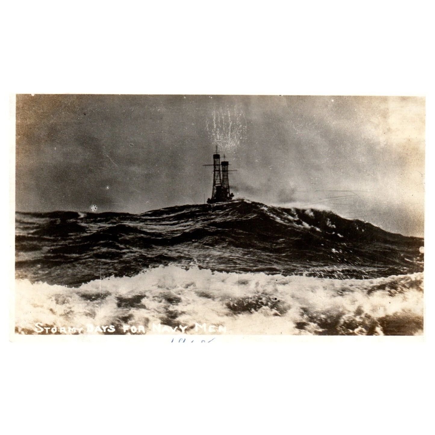WWI Stormy Days for Army Men 1918 - Original Postcard RPPC P3-6