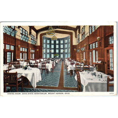 Vintage Postcard Dining Room Ohio State Sanatorium Mount Vernon OH TD8-O2