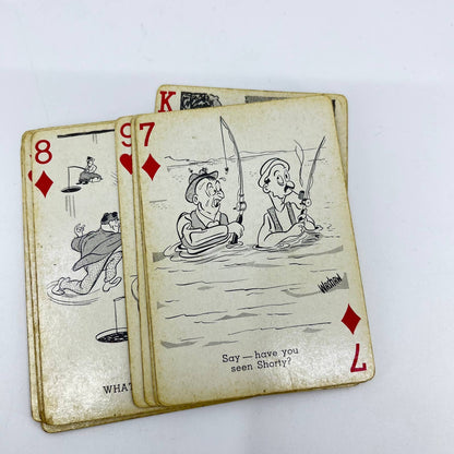 1950s Mid Century "Fish-Up" Playing Cards Cartoons on Cards Complete Set TE3