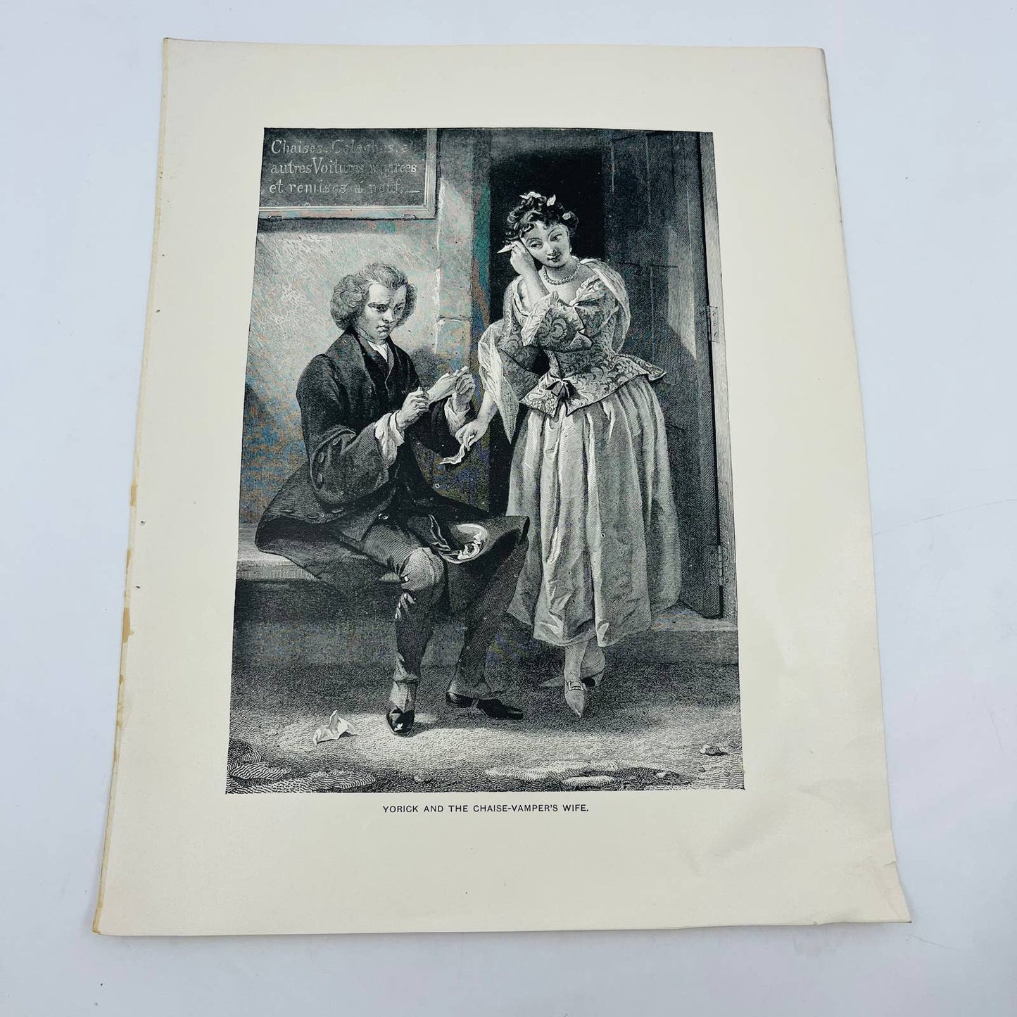 1880s Victorian Art Print Engraving Sterne YORICK AND THE CHAISE-VAMPER’S WIFE