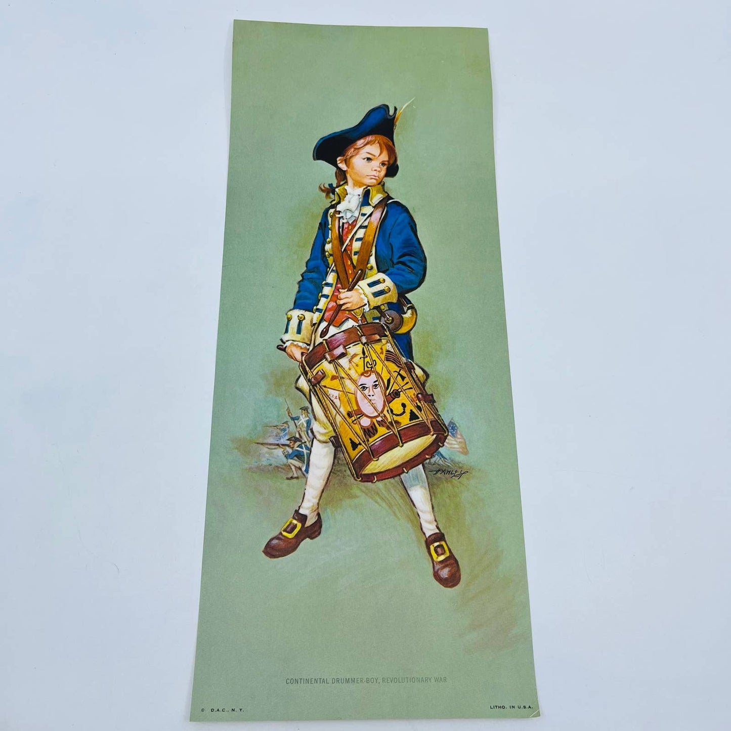 1969 Donald Art Co Hawley Print Drummer Boy Revolutionary War 6x15 FL2